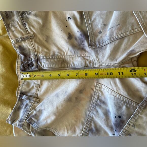 BDG Tan & Black Tie Dye Elastic Waist Cargo Capri Cutoffsa Medium Grunge Boho - Picture 6 of 10